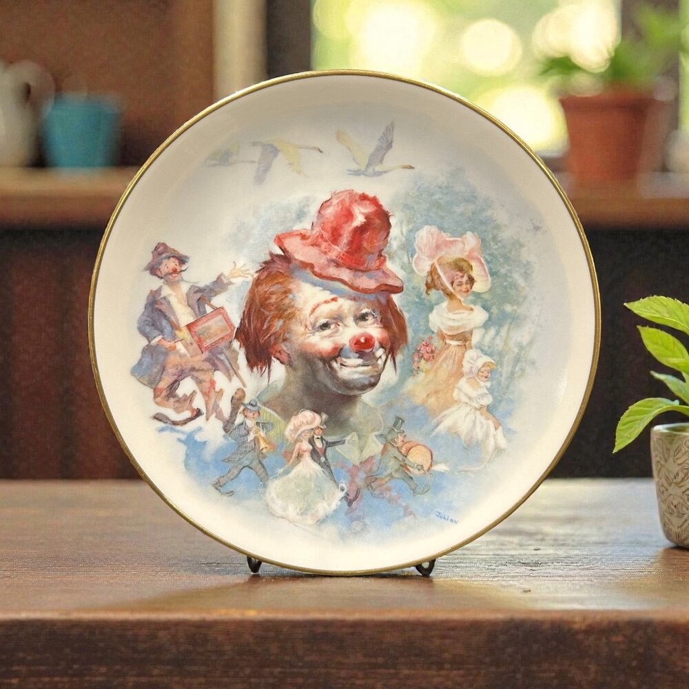 Set of 4 Vintage Julian Ritter Clown Plates, 1977 Whimsical Circus Art